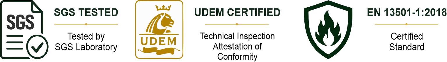 Certificates - SGS tested, EN 13501-1:2018 fire classified, eco friendly